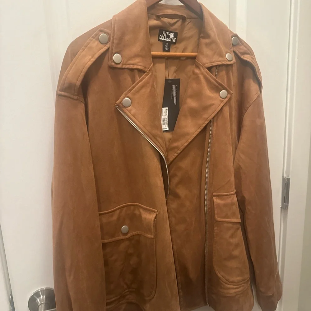 Women’s Tan Suede Military Jacket - Picture 1 of 8